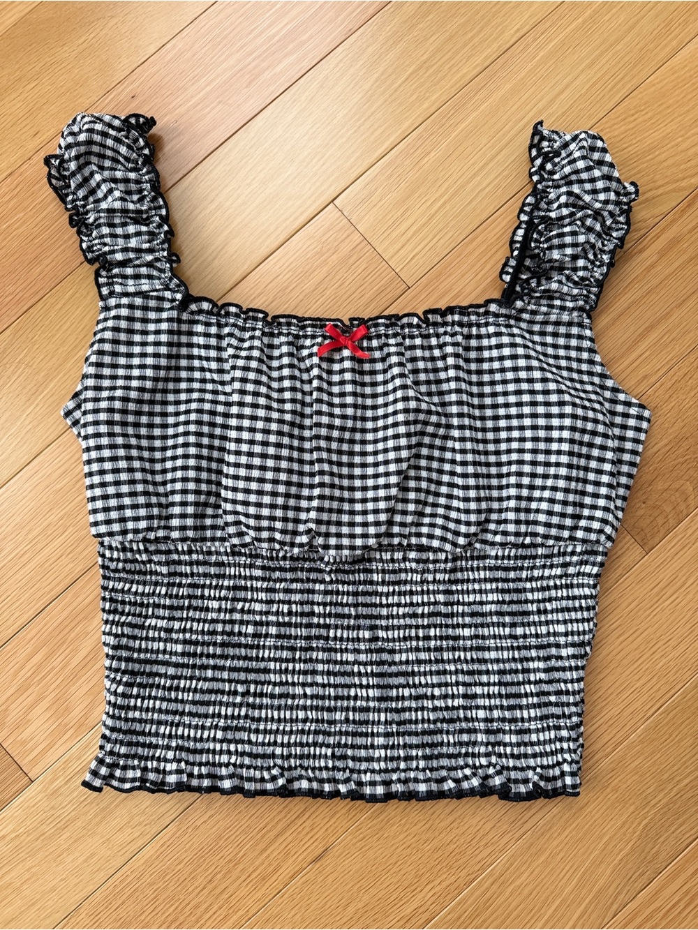 Frankee and Skylarr black and white gingham check sleeveless top.